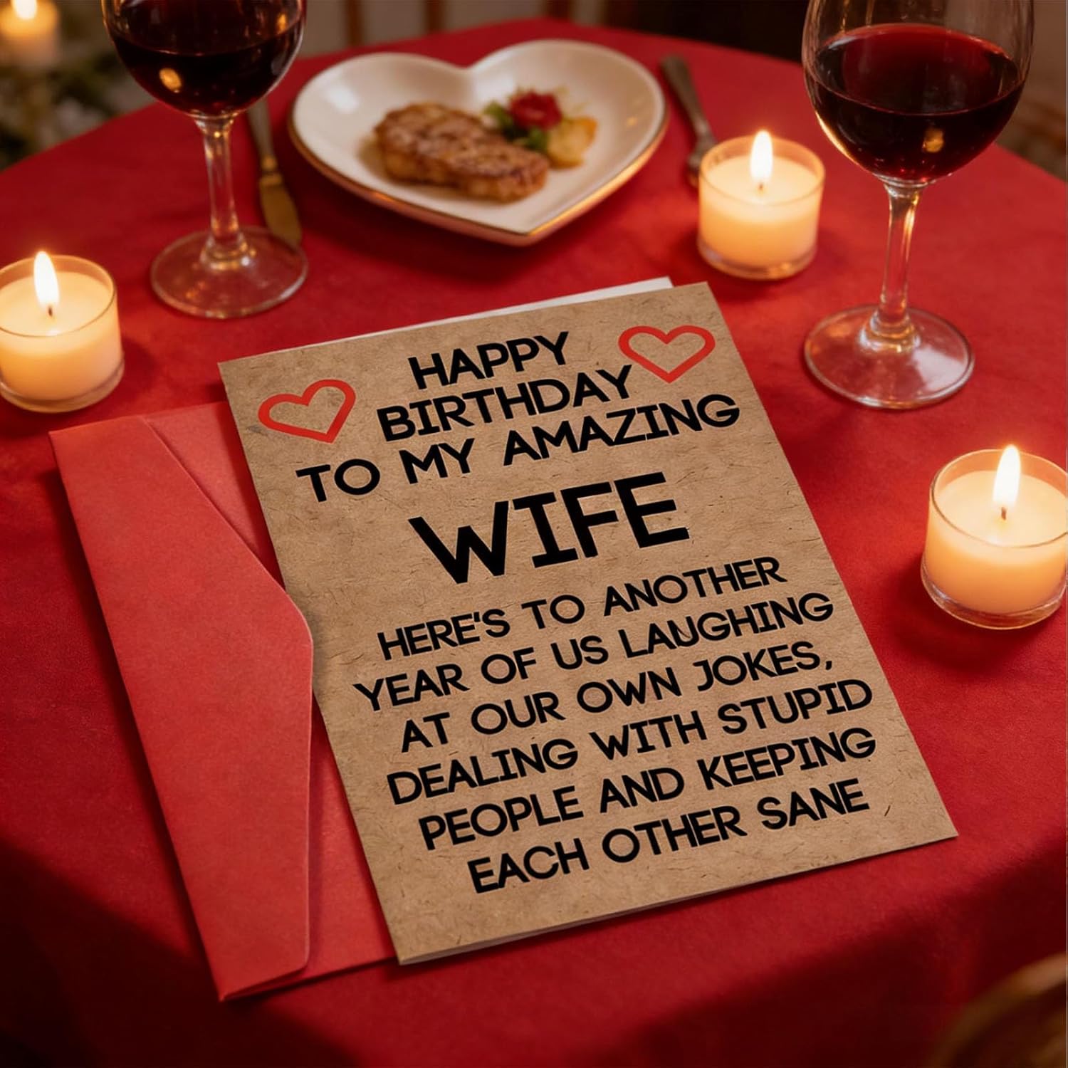 Valentine’S Day Card,Funny Birthday Day Card For Wife - Dual-Occasion Humorous Greeting Card With Envelope, "Happy Birthday To My Amazing Wife