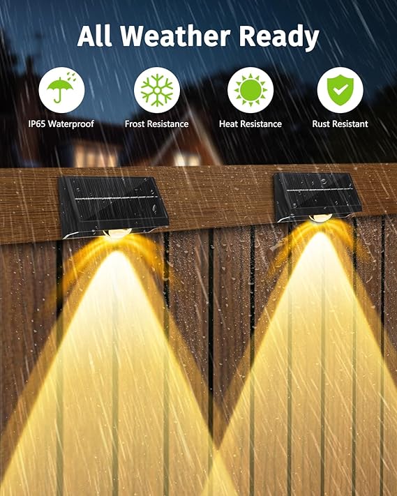 8 Pack Solar Fence Lights RGB Waterproof LED Spot Lens Deck Step Patio Wall Lights