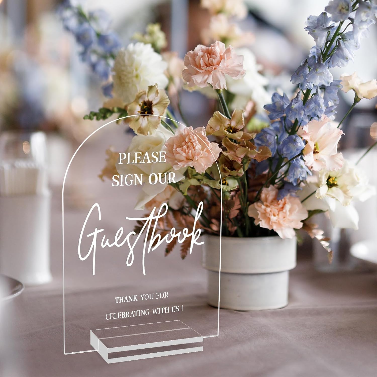 4Pcs Clear Acrylic Wedding Signs For Ceremony And Reception, 5X7 Inch Modern Wedding Signage, Guest Book Sign, Cards And Gifts Sign, Favors Please Take One Sign, In Loving Memory Sign, Wedding Reception Decor