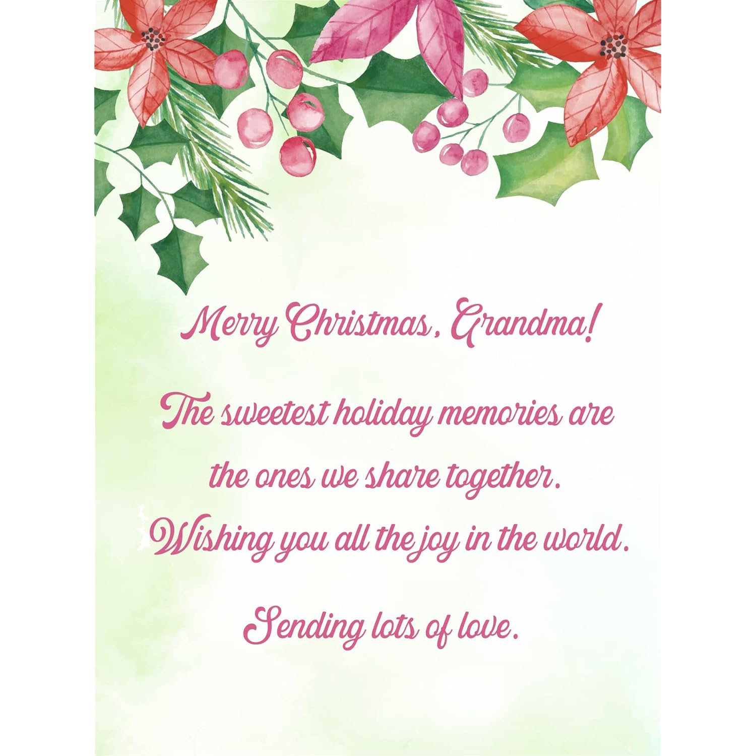 Merry Christmas Card For Grandma - | Made From Real Bamboo | 6" X 4.5" - 1 Pack (Envelope Included) | Laser Cut, Ornament Themed Grandma Christmas Card From Grand Kids Or Great Grand Kids
