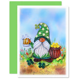 St. Patrick'S Day Card, Green Gnome Quilling Card, Artful Greeting Card, Handcrafted St Patrick Day Card, Vintage Saint Patrick'S Card For Family, Friend, Blank Inside With Envelop