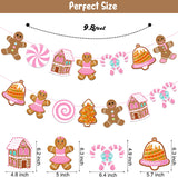 Pink Gingerbread Banners Christmas Gingerbread Theme Party Decorations 2Pcs Christmas Candy Cane Gingerbread House Cutout Banners Holiday Xmas Tree Hanging Decor For Girls Merry Xmas Party Supplies
