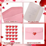 48 Pack Cards With Envelopes And Stickers 6 Elegant Designs For Party Supplies(Pink,Coworker Valentines Day Style)
