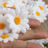 120Pcs Silk Daisy Faux Flowers, Artificial Daisy Heads, Faux Daisies For Wedding, Party Decorations, Diy Crafts (White)