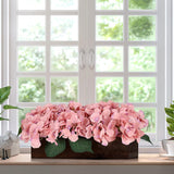 Spring Flower Table Centerpiece, Fake Hydrangea Arrangements Centerpieces Artificial Flowers Decor Wood Tray With Faux Flower Wedding Bouquets Room Kitchen Farmhouse Indoor Office Party(Pink)