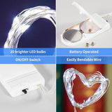 6 Pack Battery Operated Fairy String Lights Cool White LED 7.2FT 20 LEDs Starry Copper Wire Lights for Christmas Wedding Party DIY Home Decoration Battery Powered Twinkle Lights