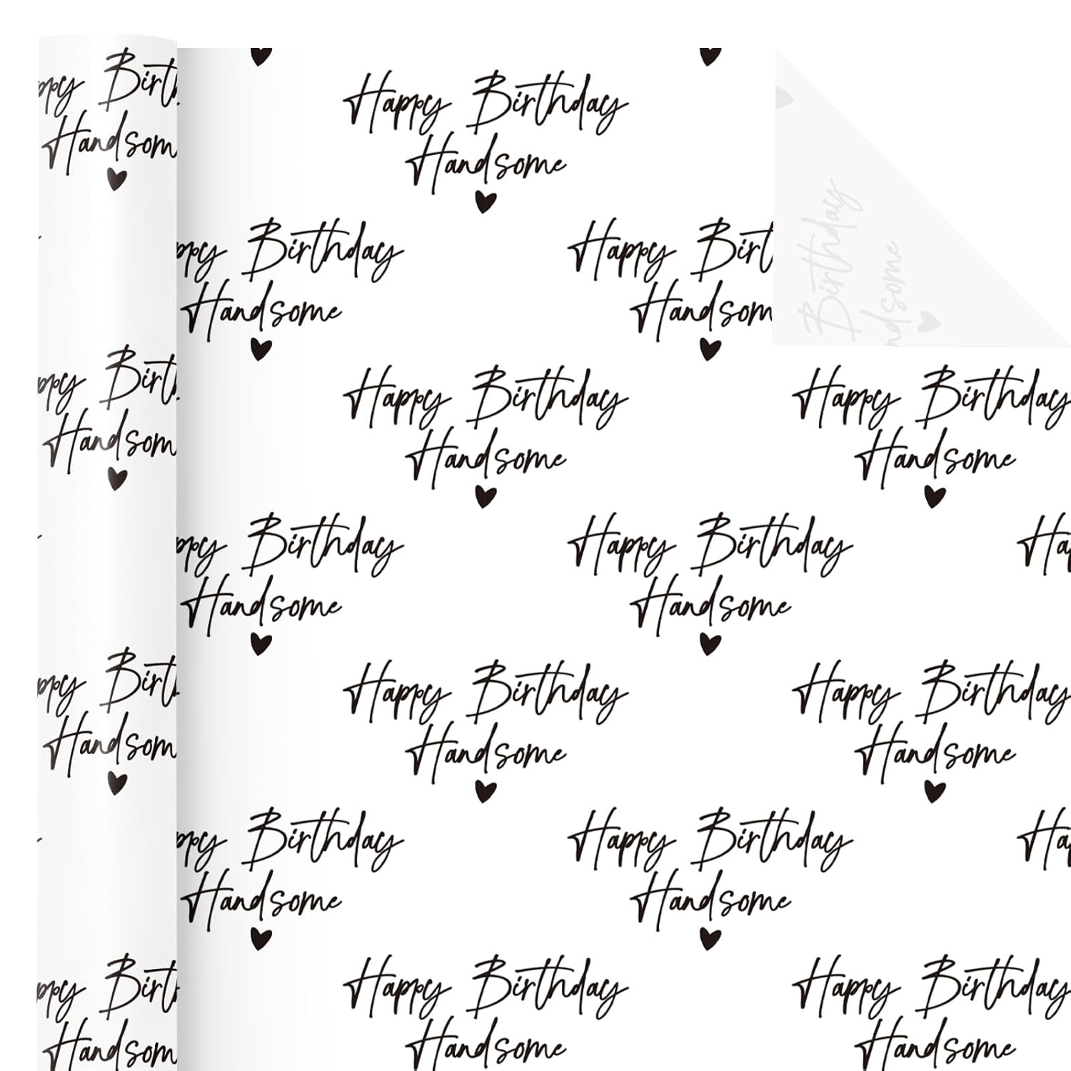 Birthday Wrapping Paper For Men - Mini Roll - 17 Inch X 16.5 Feet - Happy Birthday Handsome Design For Special Friend, Boyfriend, Husband