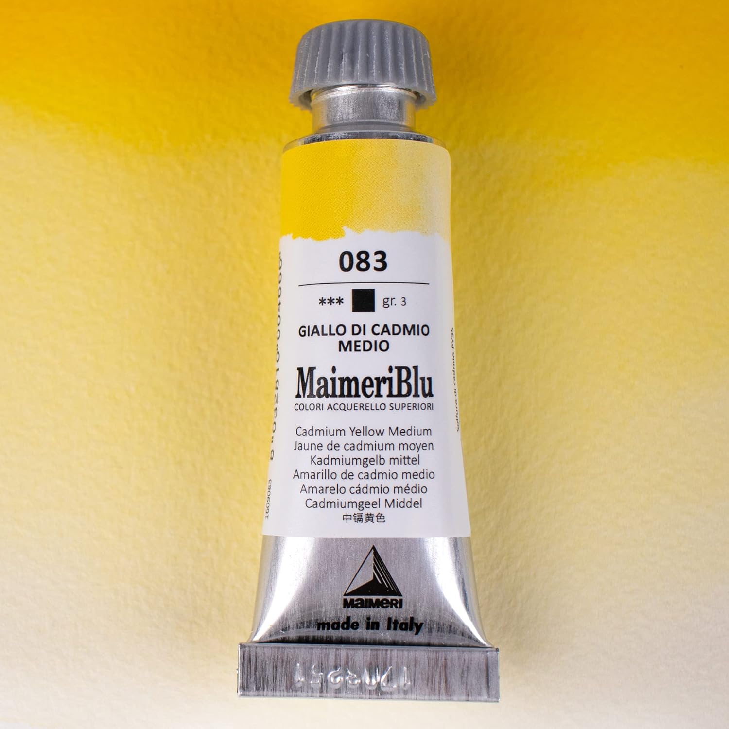 MaimeriBlu 12ml Single-Pigment Watercolor Paint - Cadmium Yellow Medium PY35 Professional Watercolor Paint - Lightfast and Transparent Watercolor Paint Tube for Artists