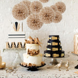 20 Pcs Brown Tissue Paper Pom Poms, Tissue Pom Poms Flowers, Sizes Of 6", 10", 12", 14" Hanging Paper Flower Ball For Wedding, Birthday, Halloween, Christmas, Baby Shower Party Decor