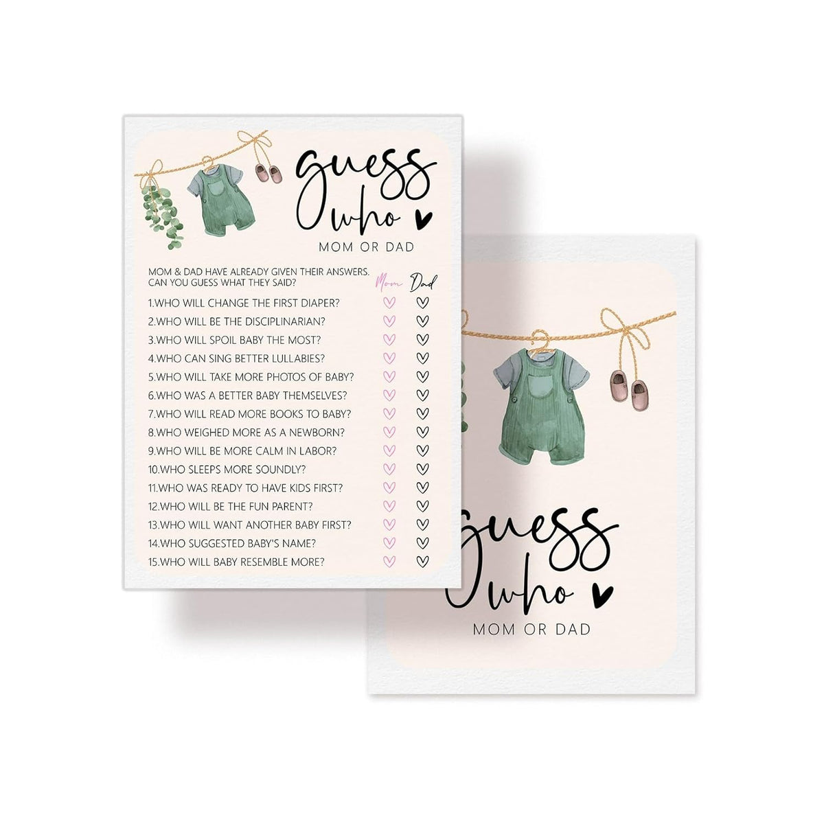 Hilarious Baby Shower Games, Locally Grown Who Mom Or Dad Game Cards, Farmer'S Market Baby Shower Decorations Favors Ideas -30 Pcs, 5X7 In - G07