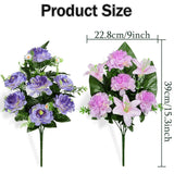 Artificial Cemetery Flowers, Artificial Grave Memorial Flowers With Vase For Cemetery Graveyard Decoration (Purple Flowers Bouquets, Set Of 4)