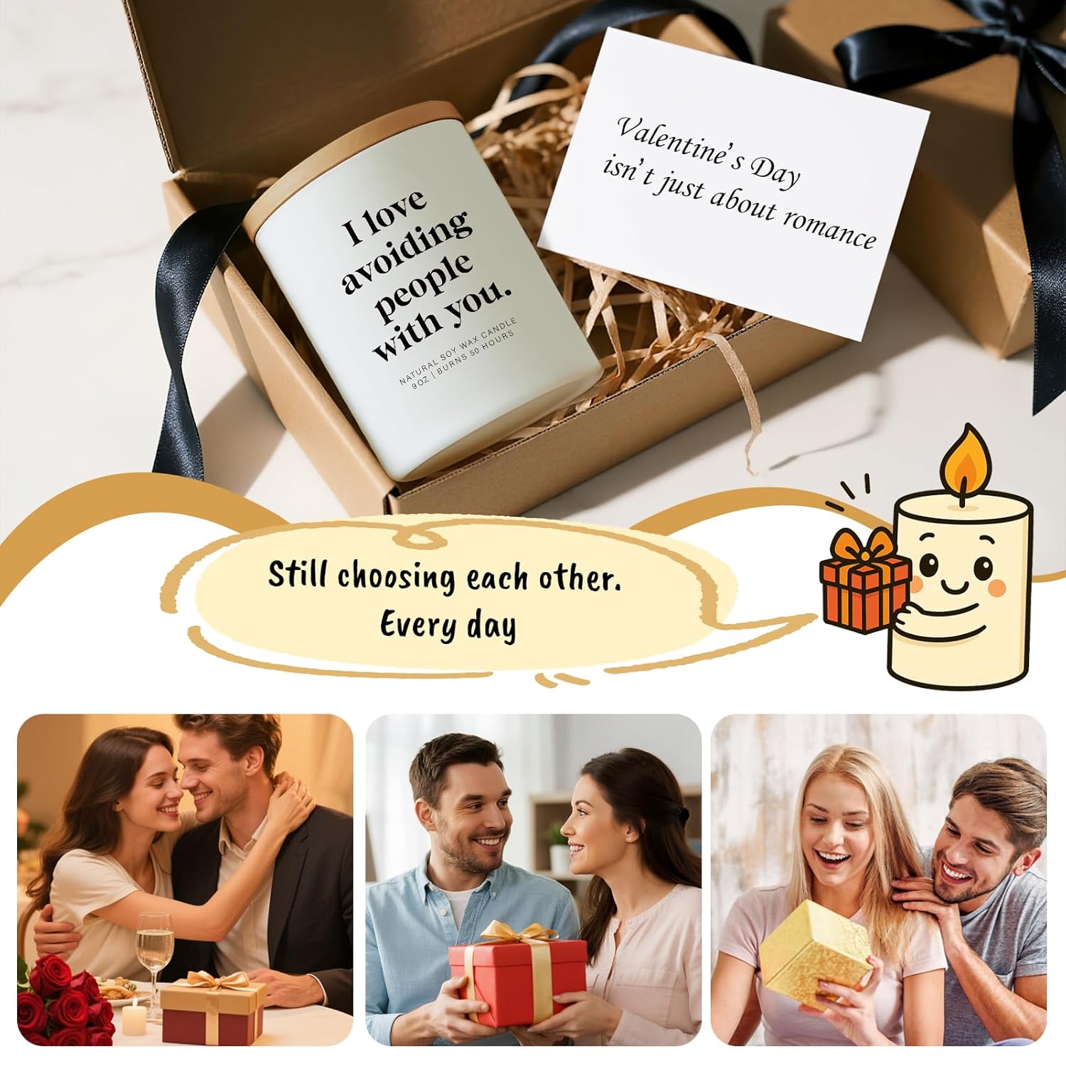 Funny Gifts For Him Her Couple Valentine’S Day Candle - I Love Avoiding People With You Romantic Gift For Girlfriend Boyfriend Wife Husband Anniversary Birthday Introverted Couple Valentine Candle