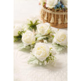 White Rose Boutonnieres For Men Wedding Ivory Baby'S Breath Boutonniere For Best Men Groom Groomsmen Wedding Prom Homecoming Set Of 6