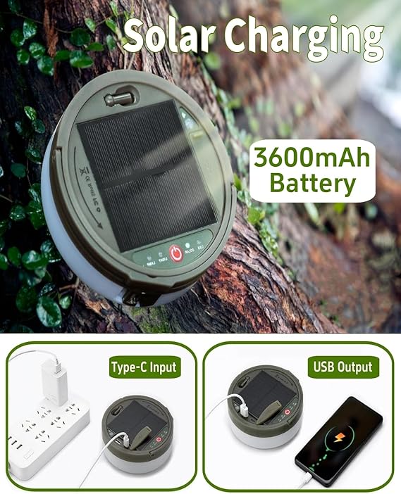 39.4FT Solar Camping String Lights 4 in 1 Waterproof Rechargeable Tent Lantern