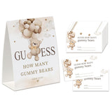 How Many Gummy Bears Baby Shower Game, How Many Candies Game Set (1 Standing Sign + 50 Guessing Cards), Bear Guessing Cards, Bear Themed Baby Shower Decorations-Gb01