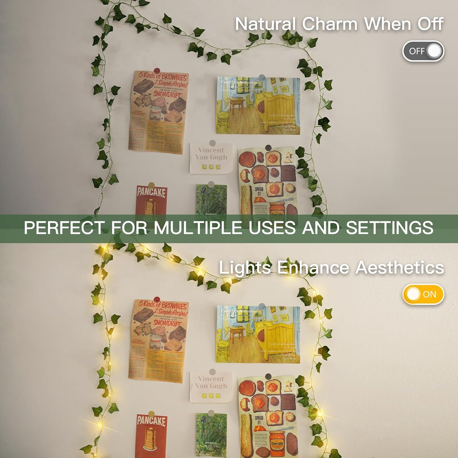 Vines With Lights Battery Operated, 20 Led 6.56Ft Fairy Lights Leaves With Timer, Ivy Vines String Lights For Bedroom,Cl