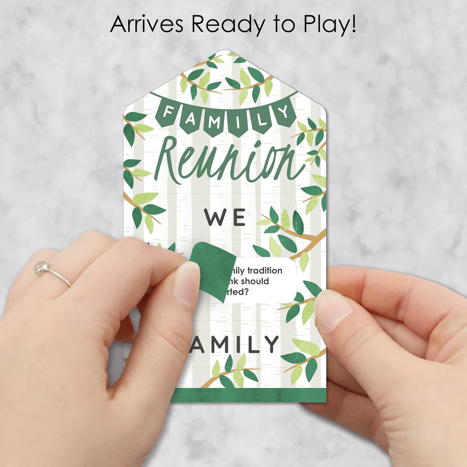 Big Dot of Happiness Family Tree Reunion - Family Gathering Party Game Pickle Cards - Conversation Starters Pull Tabs - Set of 12