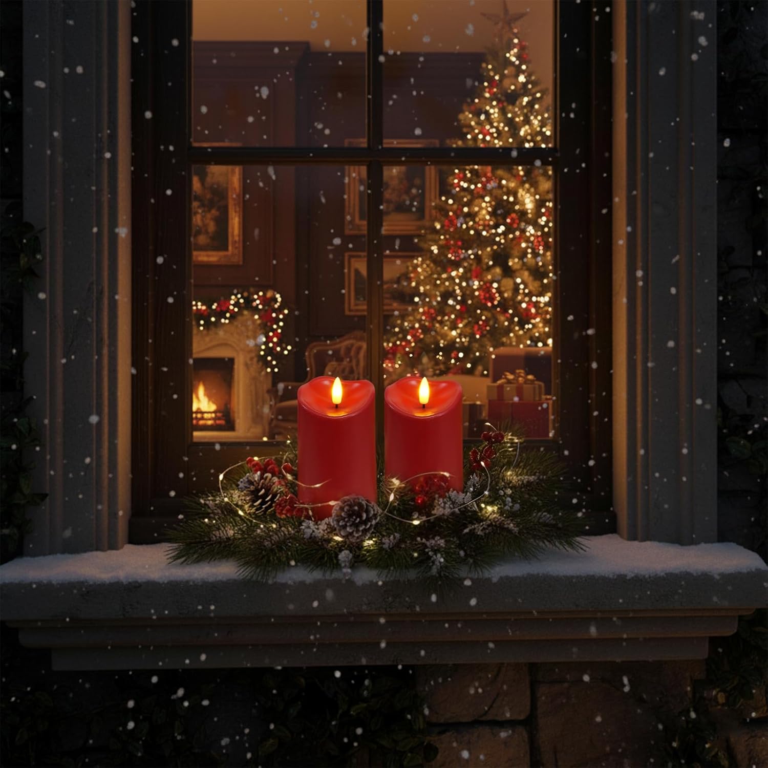 Burgundy Flameless Candles, Waterproof Flickering Candles, Outdoor Battery Operated Led Pillar Candles With Remote Timer, Electric Fake Plastic Candles, Red, Christmas Decor, 3" X 6"