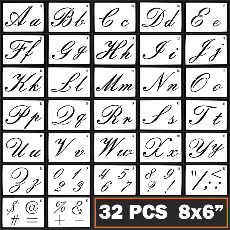 Caligraphy Stencil Letters Cursive Alphabet Letter Number Drawing Painting Ste