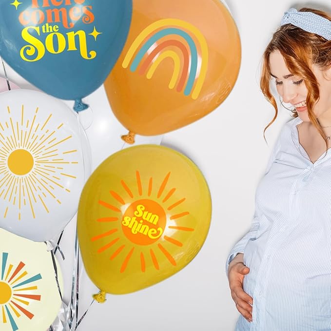 35 Piece Here Comes The Son Baby Shower Boho Balloon Kit and Sunshine Party Decoration Set