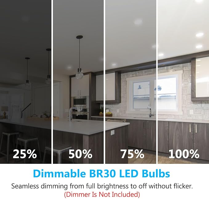 BR30 LED Bulbs 24 Pack 65W Equivalent Dimmable 5000K Daylight White Recessed Flood Lights