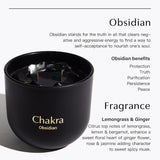 Lemongrass Ginger Crystal Candle, Wooden Wicks Scented Crackling Candles, 12Oz Natural Soy Wax, Spiritual Candles With Black Crystal Inside, Aromatherapy Candle For Home,Spa, Meditation, Enhancing