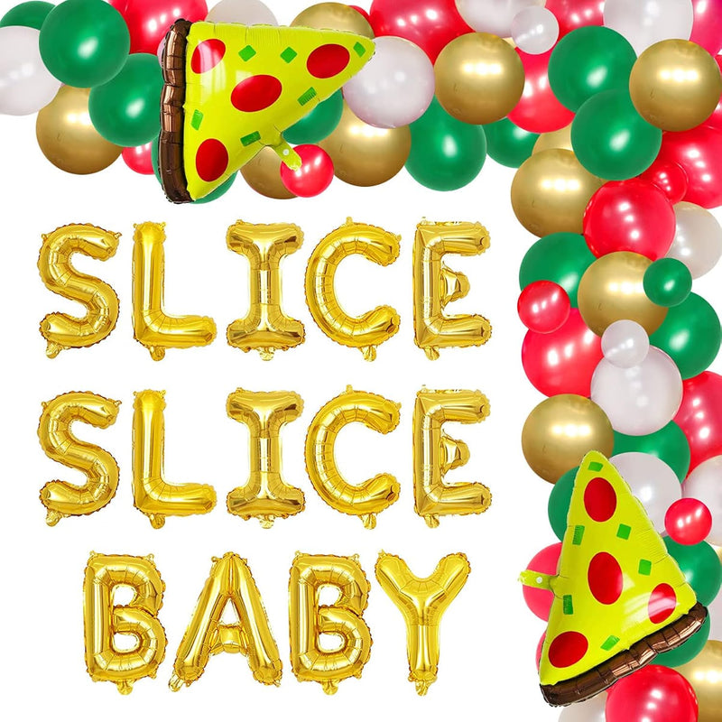 Pizza Party Decorations Kit - Balloon Garland Kit With Slice Slice Bab