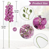 Purple Orchid Artificial Flowers 34" 3Pcs Artificial Orchids Faux Orchid Stems Latex Fake Orchids For Bridal Shower Home Party Wedding Decoration (Purple)