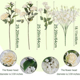 2 Pcs Artificial Flowers Roses Silk Dahlias Flowers Wedding Bouquet White Faux Spring Summer Flowers For Wedding Floral Arrangament Table Centerpieces Indoor Vase Home Cemetery Grave Decor