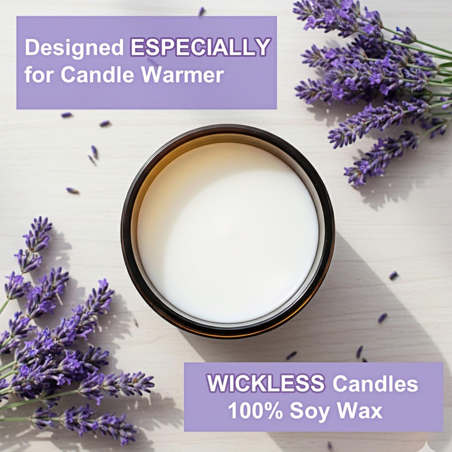 Lavender Wickless Candles For Candle Warmer Lamp, 9Oz Soy Candle With Stirring Spoon & Lid, Wickless Lavender Aroma Ideal For Candle Lamp, Candles Gifts For Women Birthday Christmas Home Aroma