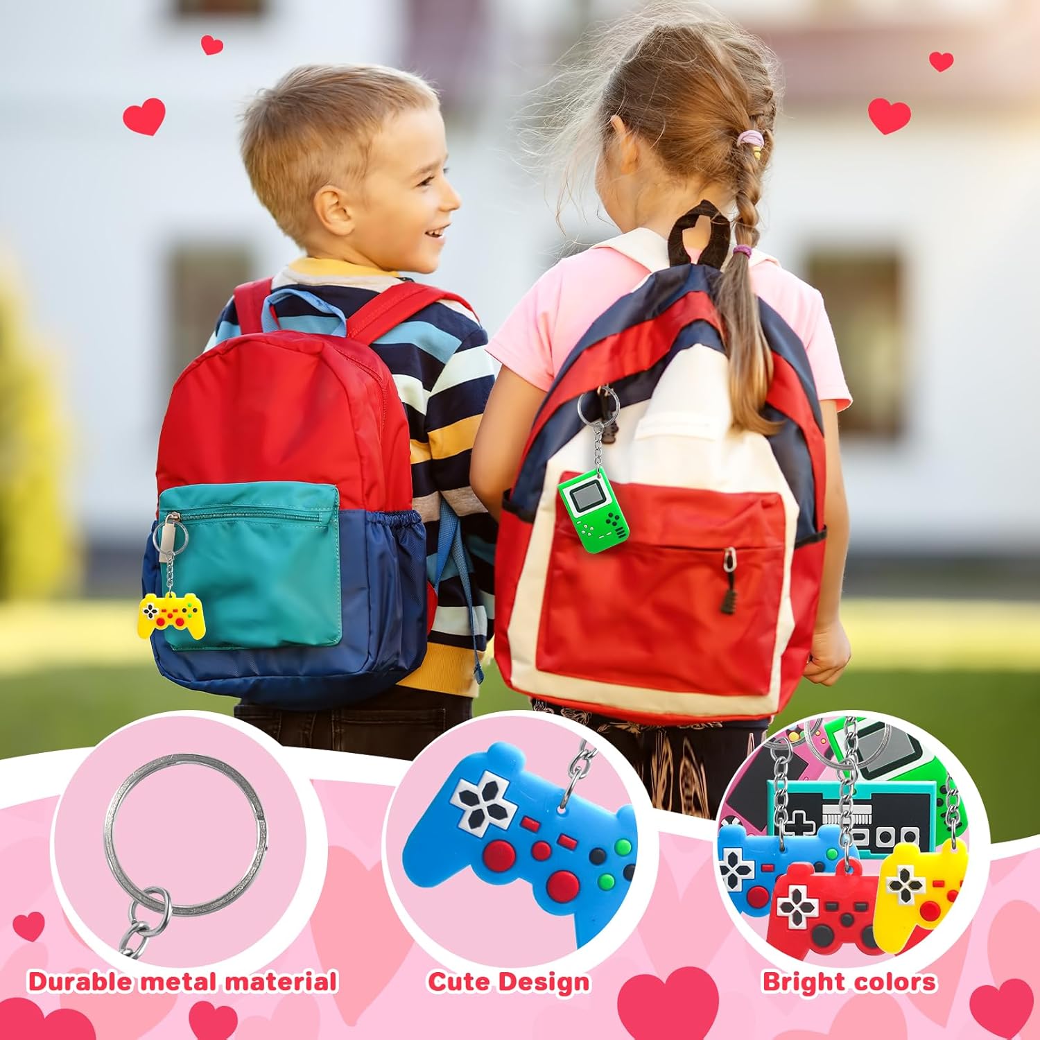 Valentines Day Cards For Kids: 30 Pack Keychain Kids Valentines Cards - Valentines Day Gifts For Boys Girls Classroom School Exchange Prize Party Favors Valentines Treats Goodie Bag Stuffers