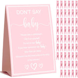 Baby Shower Games For Girl, Don'T Say Baby Game,1 Sign And 52 Mini Pink Clothes Pins, Baby Shower Clothespin Game (Don'T Say Baby Pink)