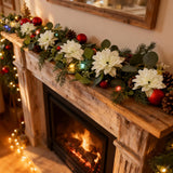 5.9 Ft Artificial Flower Garland With Lights, Artificial Norfolk Garland, Faux Christmas Greenery Touched Like Real Needles Pine For Arch Table Centerpieces Home Wedding Decorations