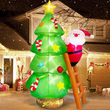 7 Ft Tall Large Christmas Inflatables Santa Claus Tree Outdoor Decorations, Build-In Leds Funny Xmas Blow Ups Yard Decor