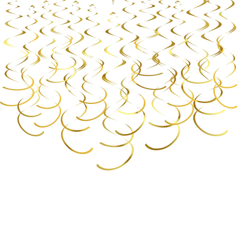 Gold Hanging Swirl Decorations Plastic Streamers Foil Swirls Ceiling D