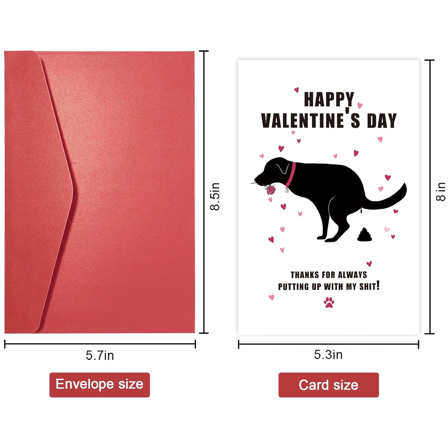 Dog Valentine’S Day Card, Rude Valentines Day Card For Him, Happy Valentine’S Day Card Gift For Dog Lover, Thanks For Always Putting Up With My Shit