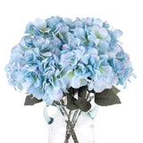 Artificial Flowers Silk Hydrangea Arrangements 1Bouquet With 5 Big Heads Fake Flower Bunch For Women Bedroom Wedding Cabin Decor Diy(Light Blue)