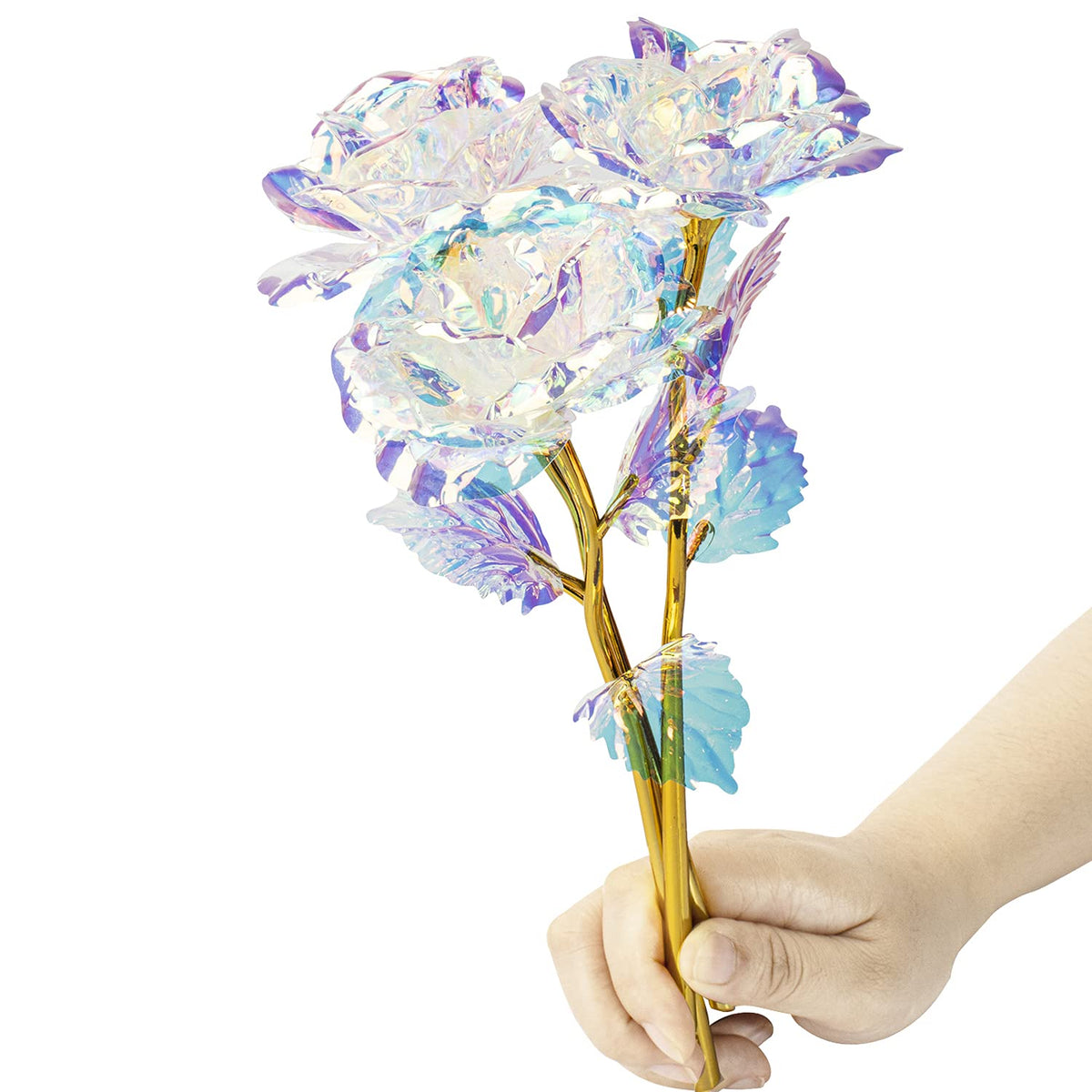 10 Pcs 24K Galaxy Rose Glass Flowers Colorful Gold Rose Artificial Flowers Best Gifts For Mother'S Day Thanksgiving Valentine'S Day Girl'S Birthday Party