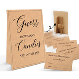 Candy Guessing Game Cards-1 Sign 8X11" And 50 Cards, Kraft Paper How Many Game Sign, For Boys Girls Birthday Party, Baby Shower, Party Games Activities And Decorations 20