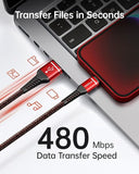 3 Pack 6FT MFi Certified USB to Lightning Cable Nylon Braided Fast Charging Cord Red