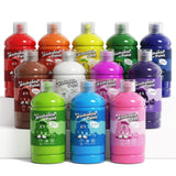 Washable Tempera Paint Set, 12 Colors, 500Ml (16.9 Fl Oz) Large Bottles, Non-Toxic Poster Paint For Canvas, Paper & Crafts
