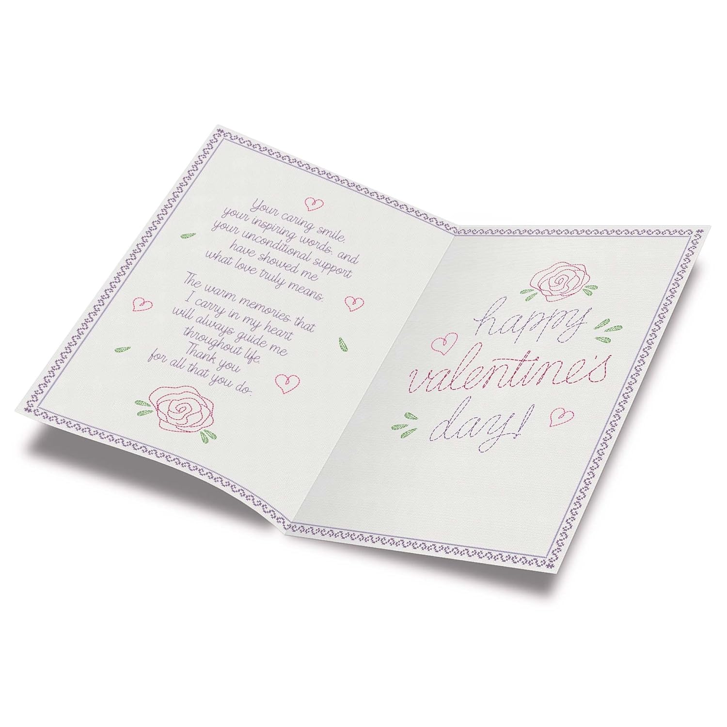 Mom Valentine'S Day Card, Made In America, Eco-Friendly, Thick Card Stock With Premium Envelope 5In X 7.75In, Packaged In Protective Mailer (Embroidery)