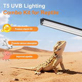 T5 UVB Reptile Light Fixture Combo Kit 24W 10.0 with 22.68 Inch Terrarium Hood for Bearded Dragon Gecko