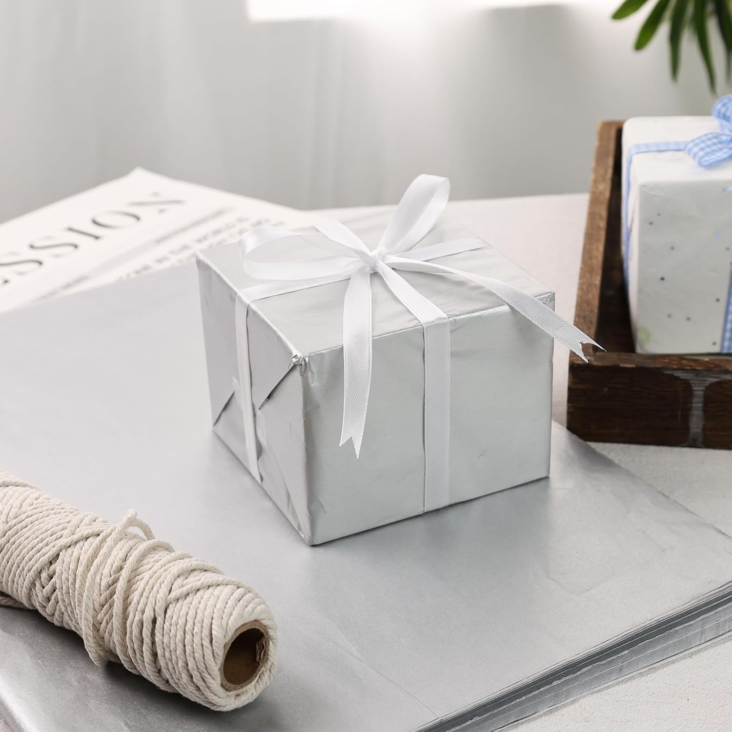 86 Sheets Tissue Paper, 14 X 20 Inch Silver Gift Wrapping Paper Bulk For Christmas Birthday Diy Crafts Project Wedding Holidays