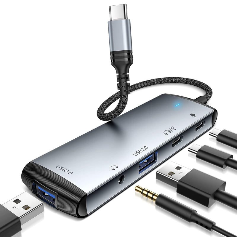 Usb-C Hub,5-In-1 Usb Hub Multiport Adapter For Macbook Pro Air, Usb-C Multifun