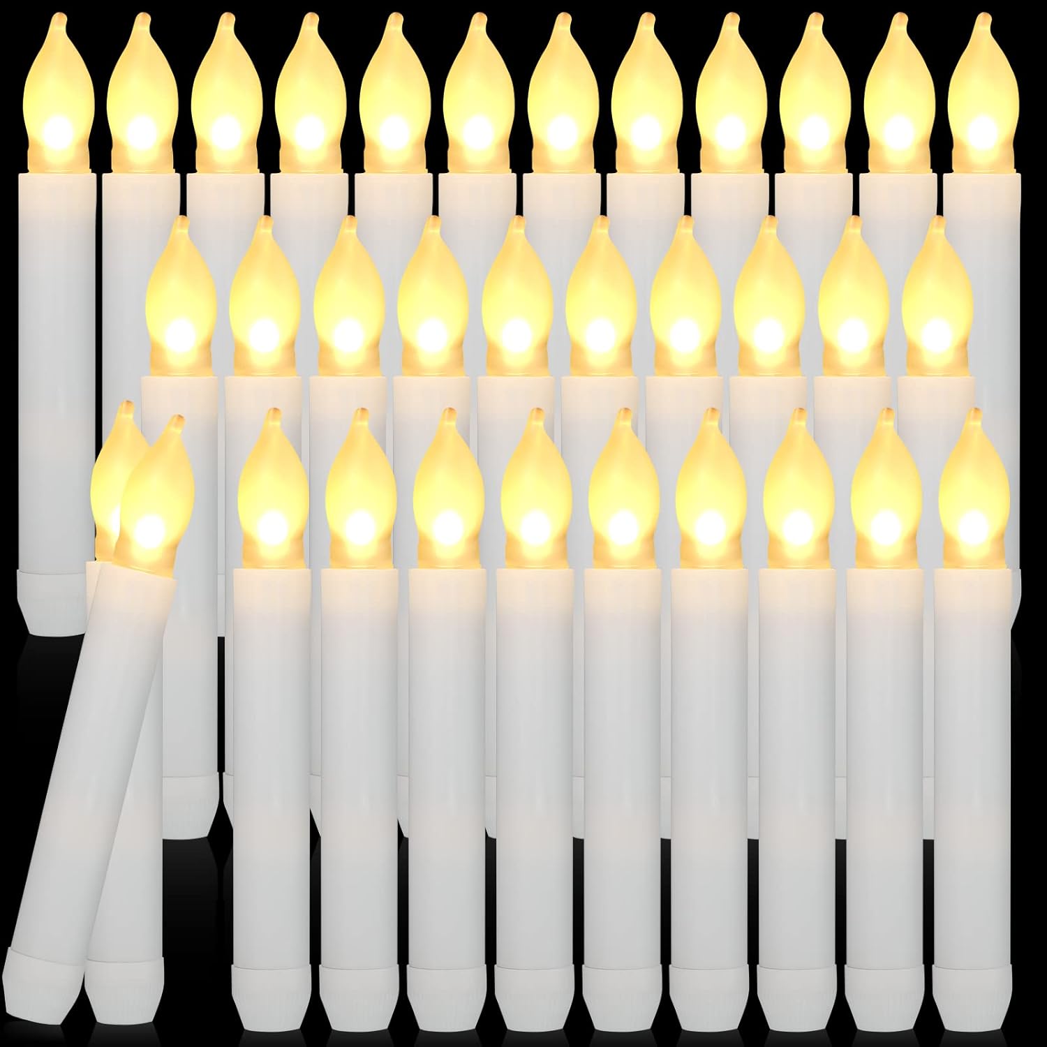 60 Pcs Flameless Led Taper Candle Battery Operated Candle Flickering Led Candle With Warm Light For Church Christmas, Battery Not Included(Null)