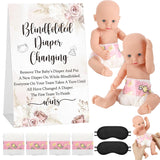 9 Pc Baby Shower Game Set - Blindfold Diaper Changing Race With Blindfolds & Diapers (Rose, Flesh Pink)
