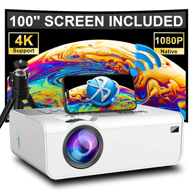 Mini Projector With Wifi And Bluetooth - 5G Native 1080P Projector 4K Support,