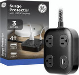 Surge Protector Power Strip with USB Ports 4 Ft Braided Extension Cord
