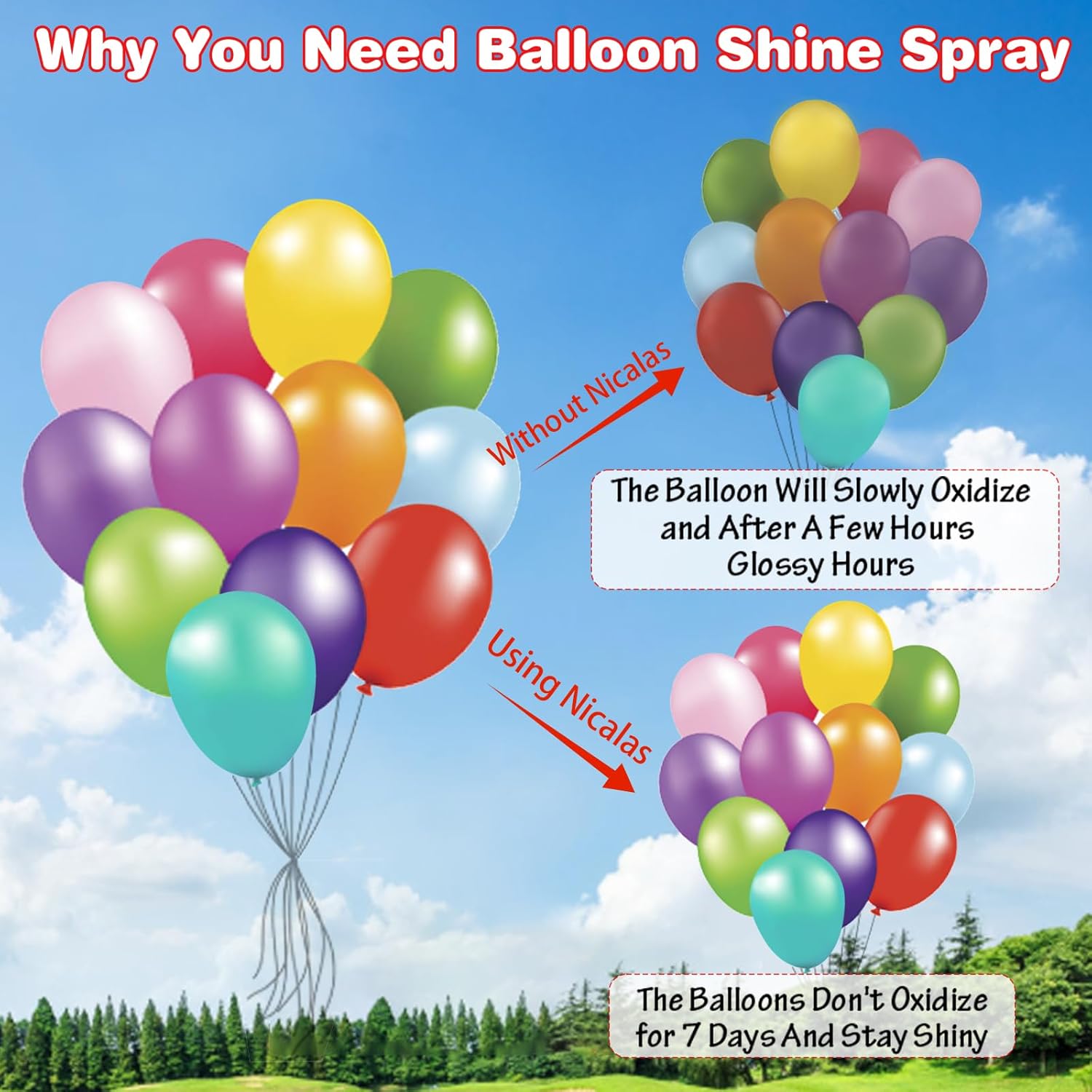 Balloon Shine Spray, 450Ml, High-Gloss Finish, Waterproof, Smudge-Free, For Party Decorations, Weddings, Events (1, 2Packs-450Ml*2)